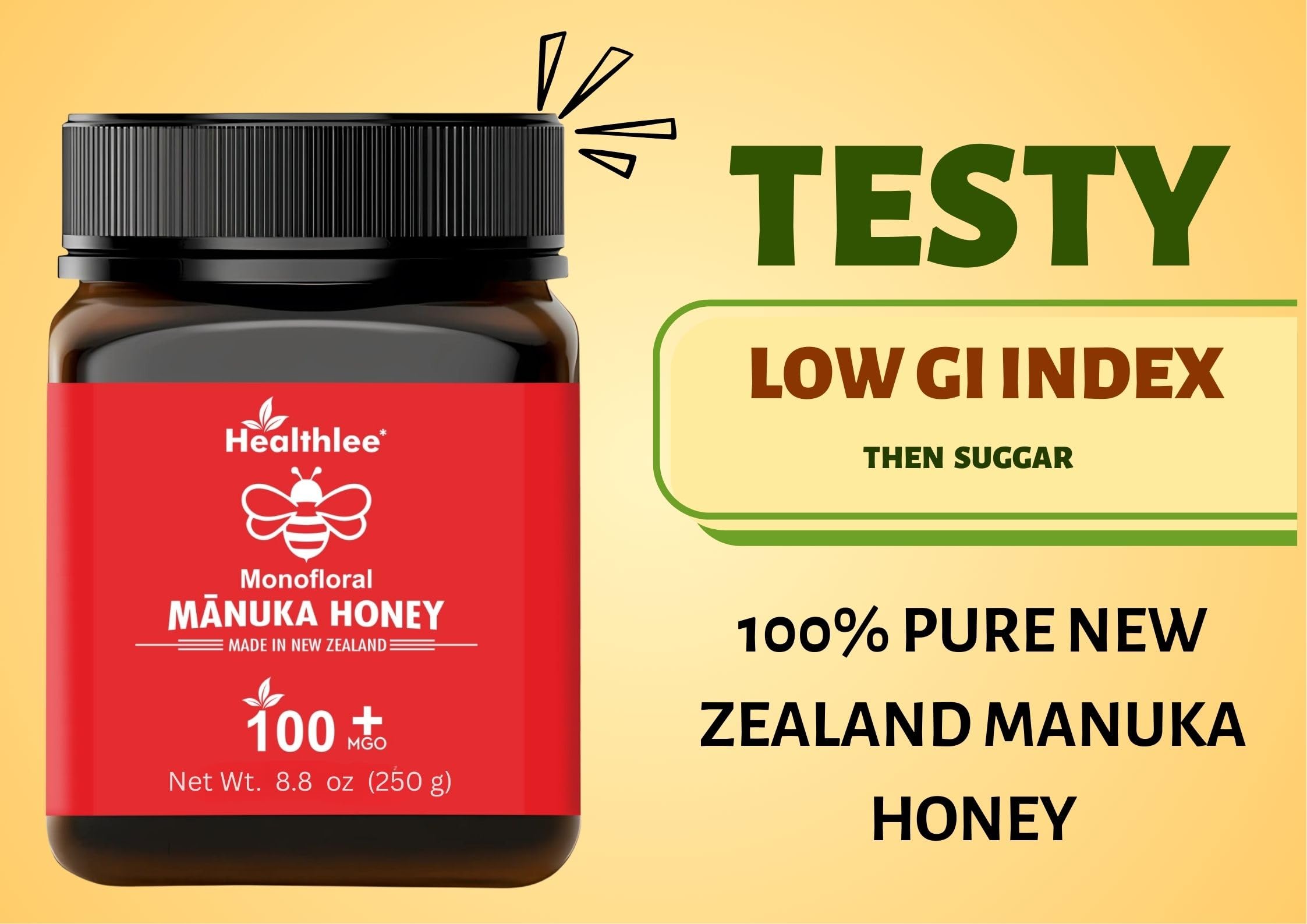 Healthlee Manuka Honey being poured over tea demonstrates versatile use