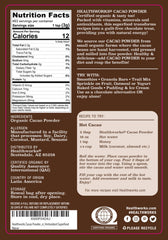 Healthworks cacao powder blended into a smoothie for rich flavor and natural energy.