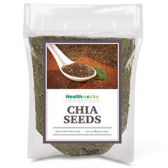 Healthworks Chia Seeds raw bulk bag, pantry staple rich in fiber and omega-3.
