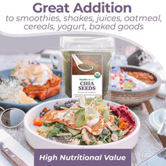 Healthworks chia seeds in a smoothie jar adding texture and nutrition