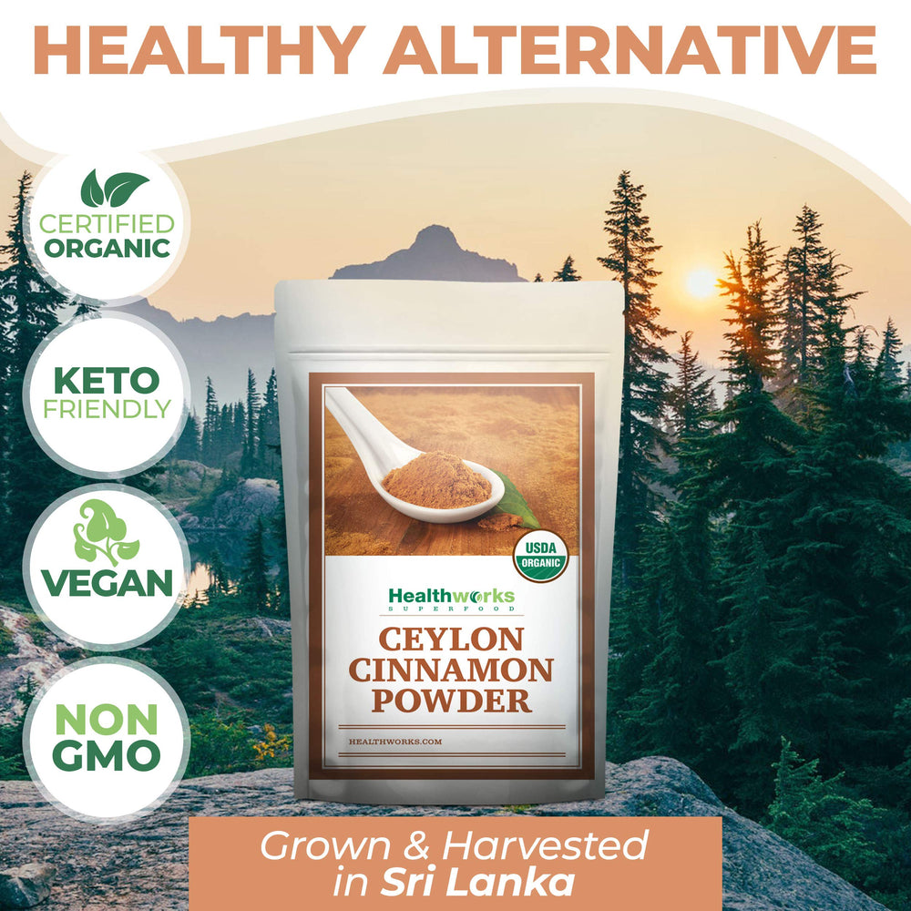 Healthworks Cinnamon Powder dusted over oatmeal for enhanced flavor