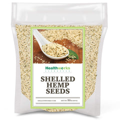 Healthworks hemp seeds shelled close-up texture, ideal for smoothies and baking