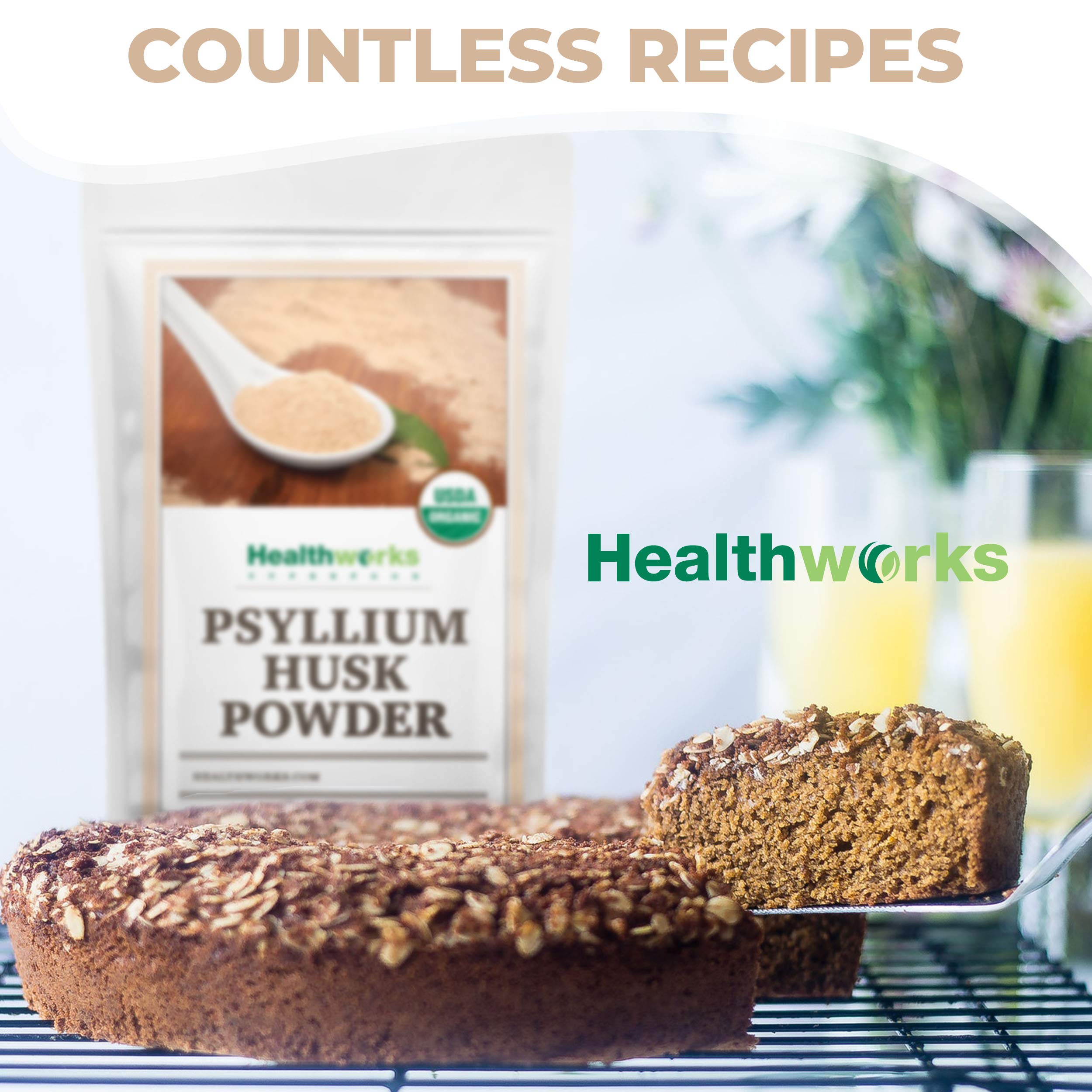Healthworks Psyllium Husk Powder with oats and fruit hints at fiber rich breakfasts