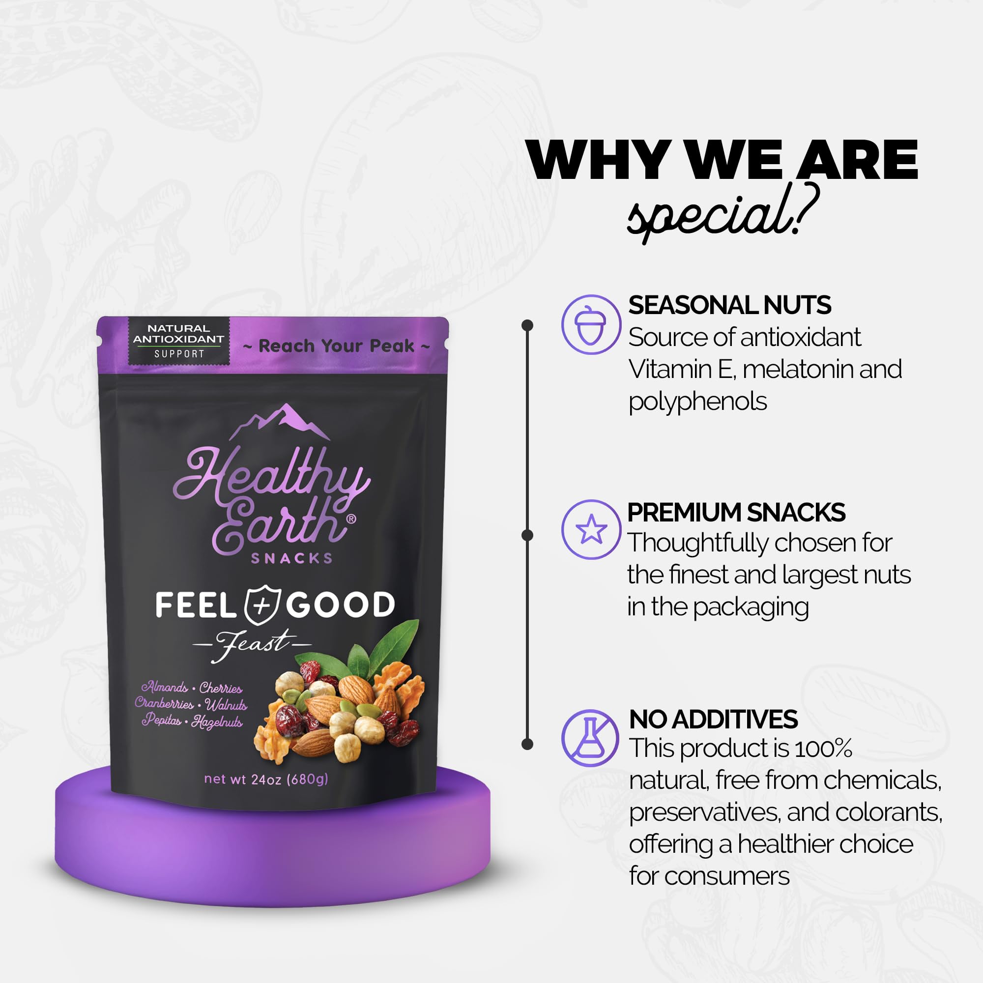 Healthy Earth High-fiber nut blend supports fullness between meals.