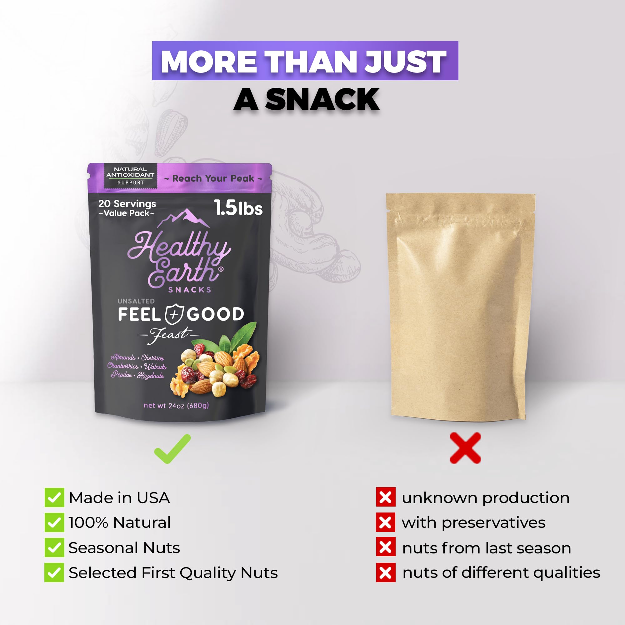 Healthy Earth On-the-go snack pack ready for travel and workouts.