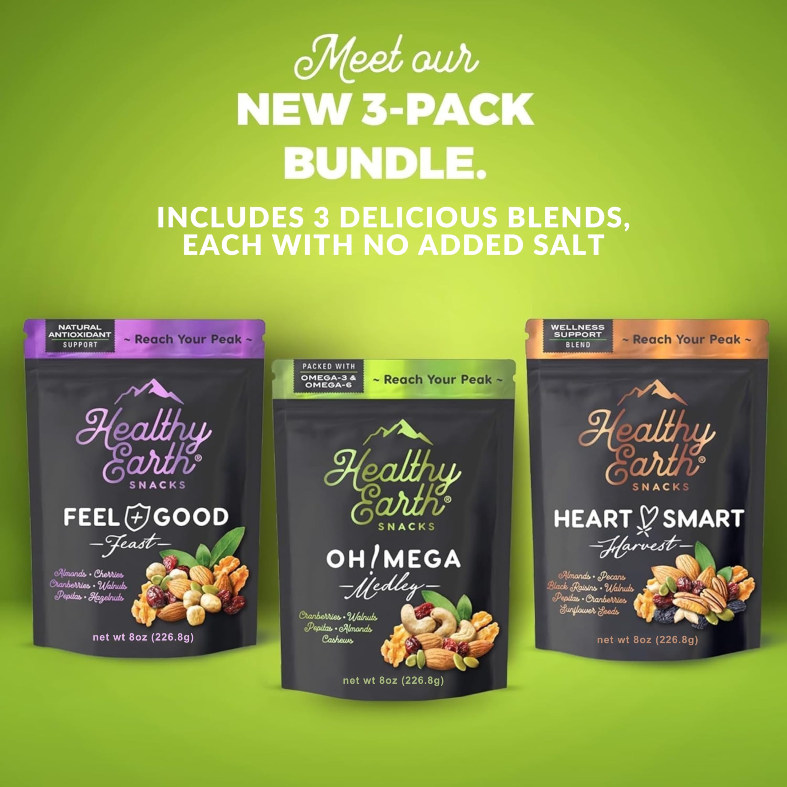 Healthy Earth Feel Good Feast close-up reveals vibrant dried fruits and nuts.