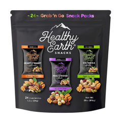 Healthy Earth Heart Smart Harvest bag featuring gluten-free vegan mix for on-the-go energy.
