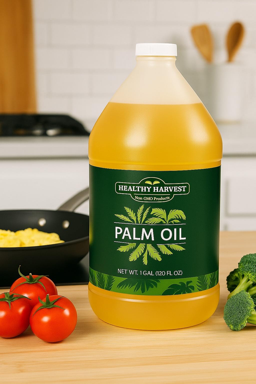 Healthy Harvest Palm Oil gallon size suits family meals and busy kitchens