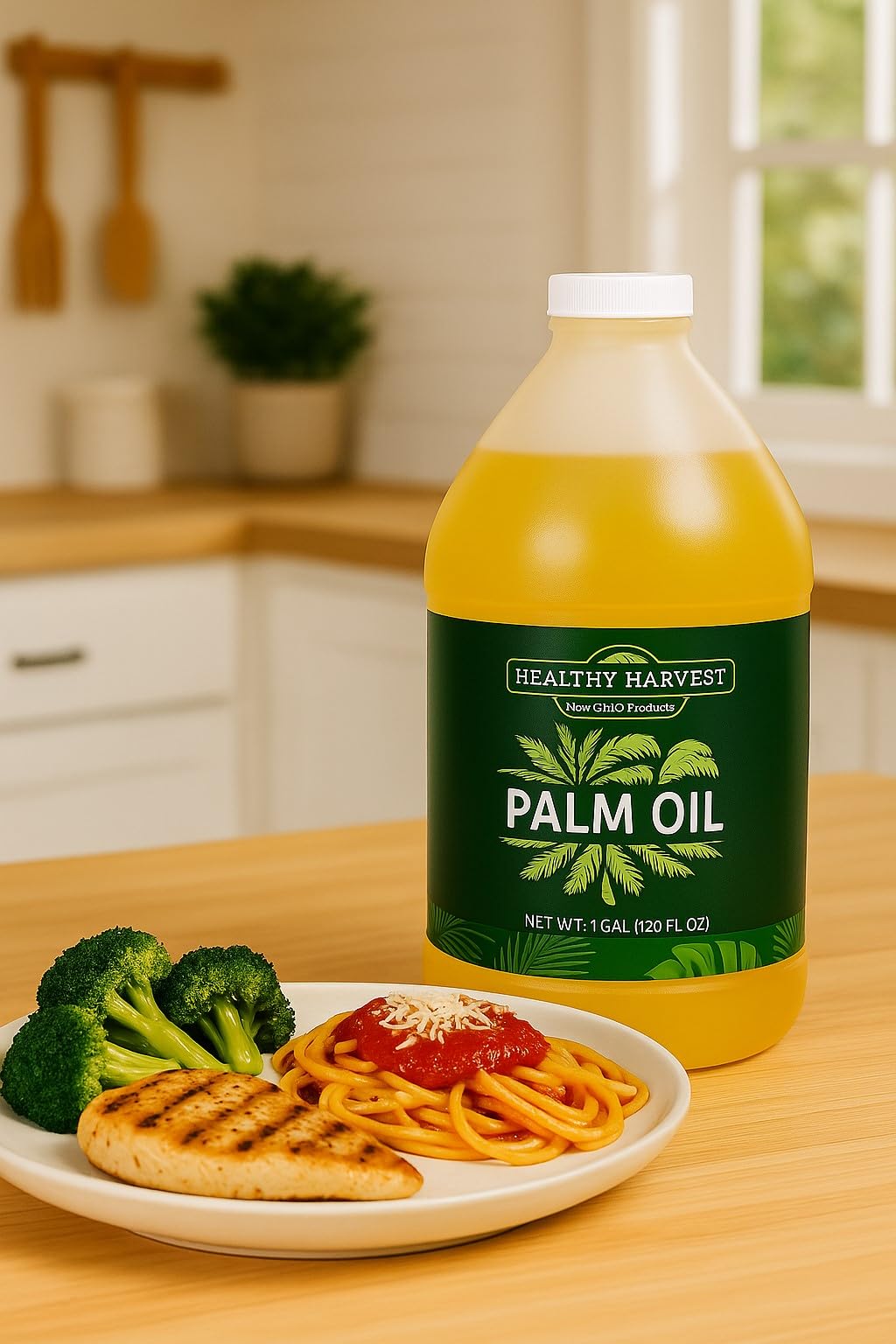 Healthy Harvest Palm Oil ingredients closeup shows seedless, pure composition