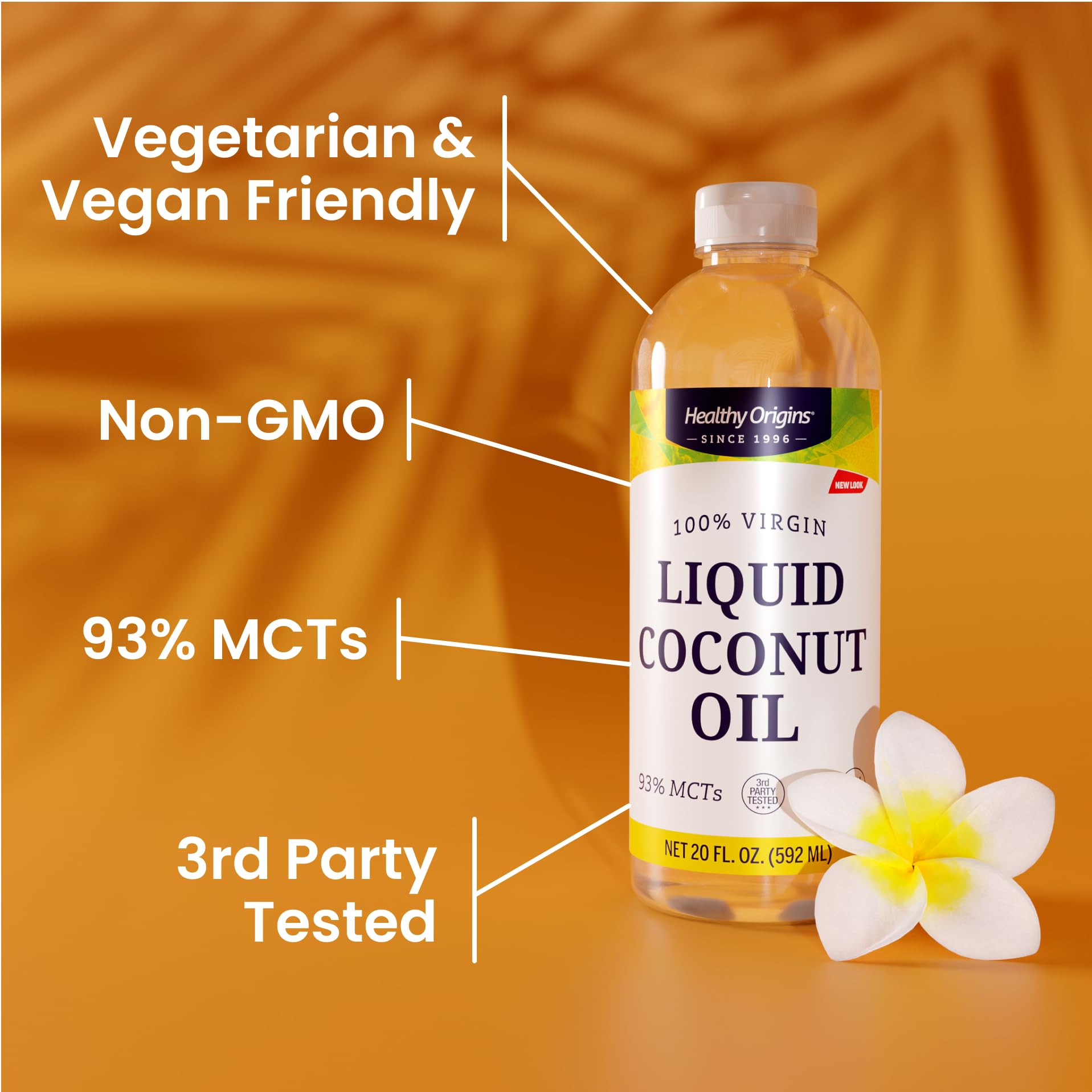 Healthy Origins Coconut Oil Liquid in a pan for high-heat cooking and aroma development.