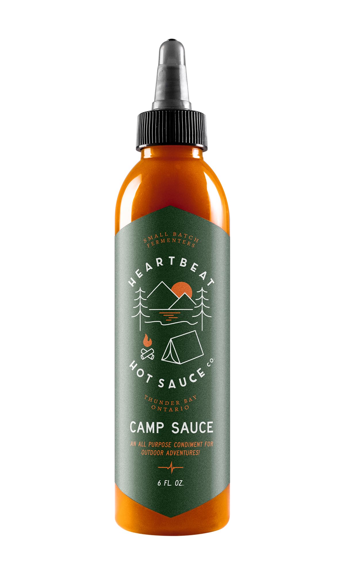 Heartbeat Camp Sauce bottle ready for easy drizzle on camping meals