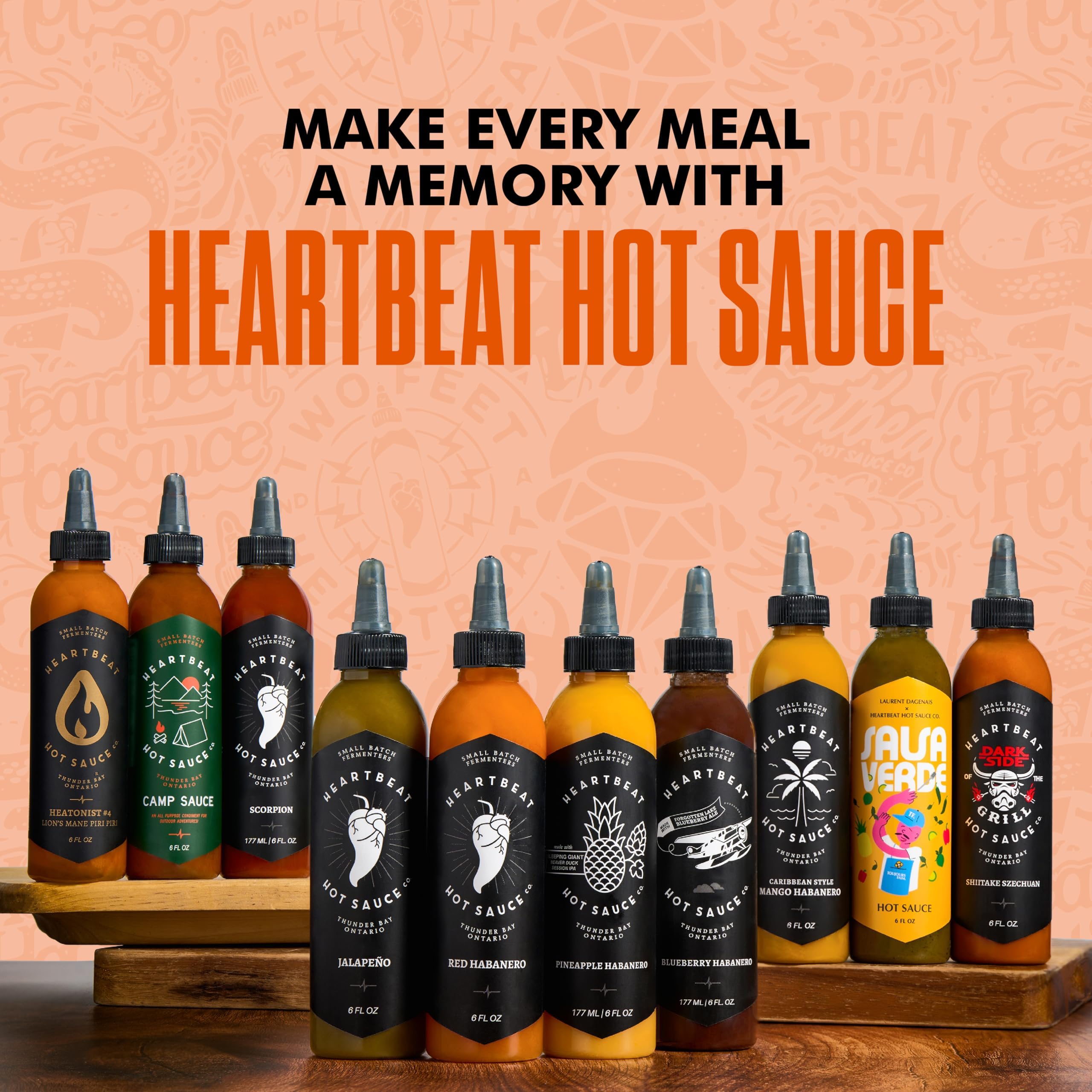 Heartbeat Mango Habanero bottle against background ready to spice sauces.