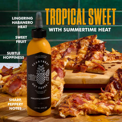 Heartbeat Hot Sauce Co. Pineapple Habanero ingredients show all-natural, no water, traditional fermentation.