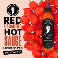 Heartbeat Hot Sauce Co red habanero on burgers and nachos