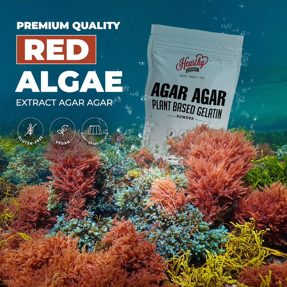 HEARTHY FOODS Agar Agar powder supports vegan desserts with clean jelly textures.