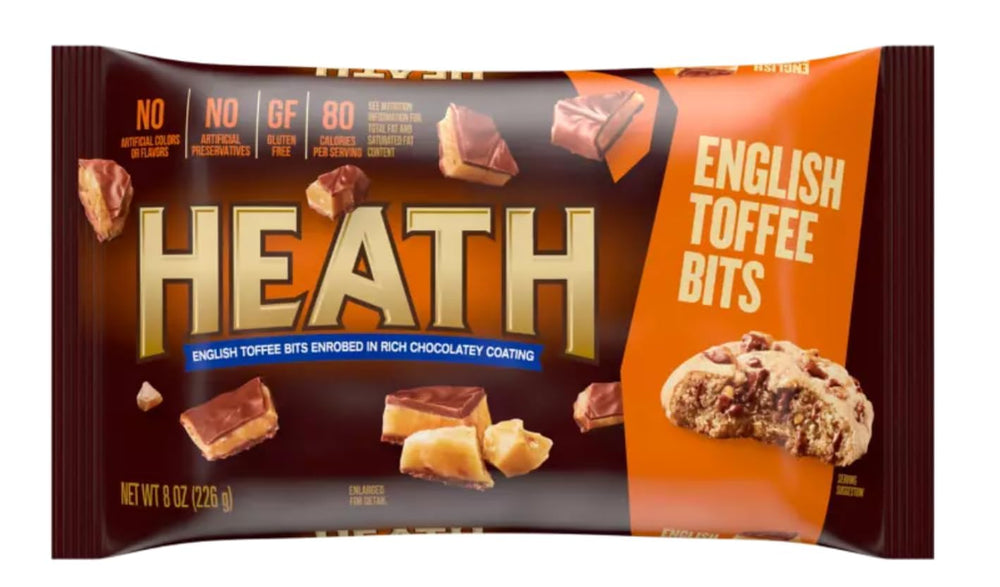 Heath English Toffee Bits on cookies for extra toffee flavor.