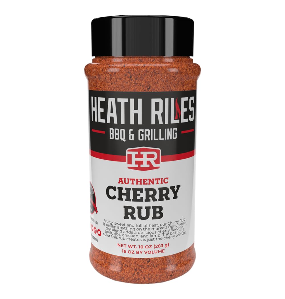 Heath Riles Cherry Seasoning bottle closeup highlighting bold cherry flavor for meats