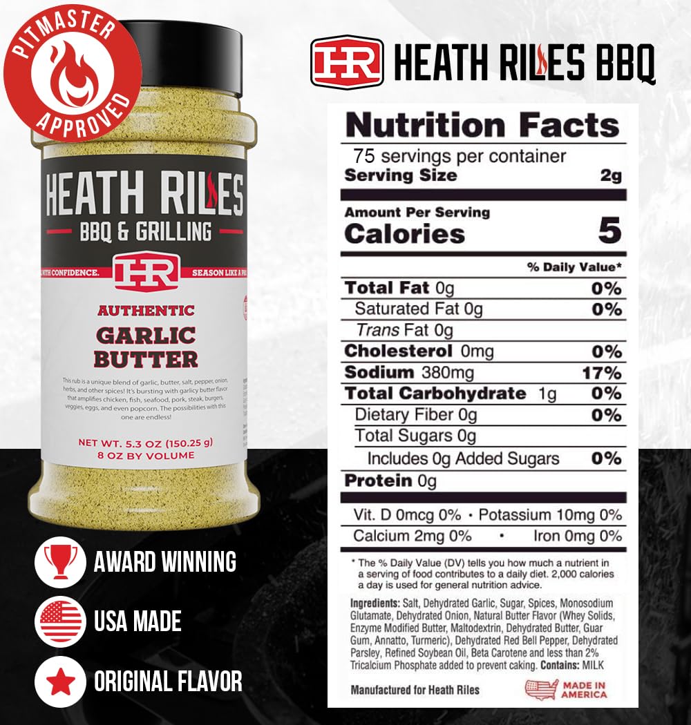 Heath Riles BBQ Garlic Butter Rub seasoning closeup texture highlights savory profile