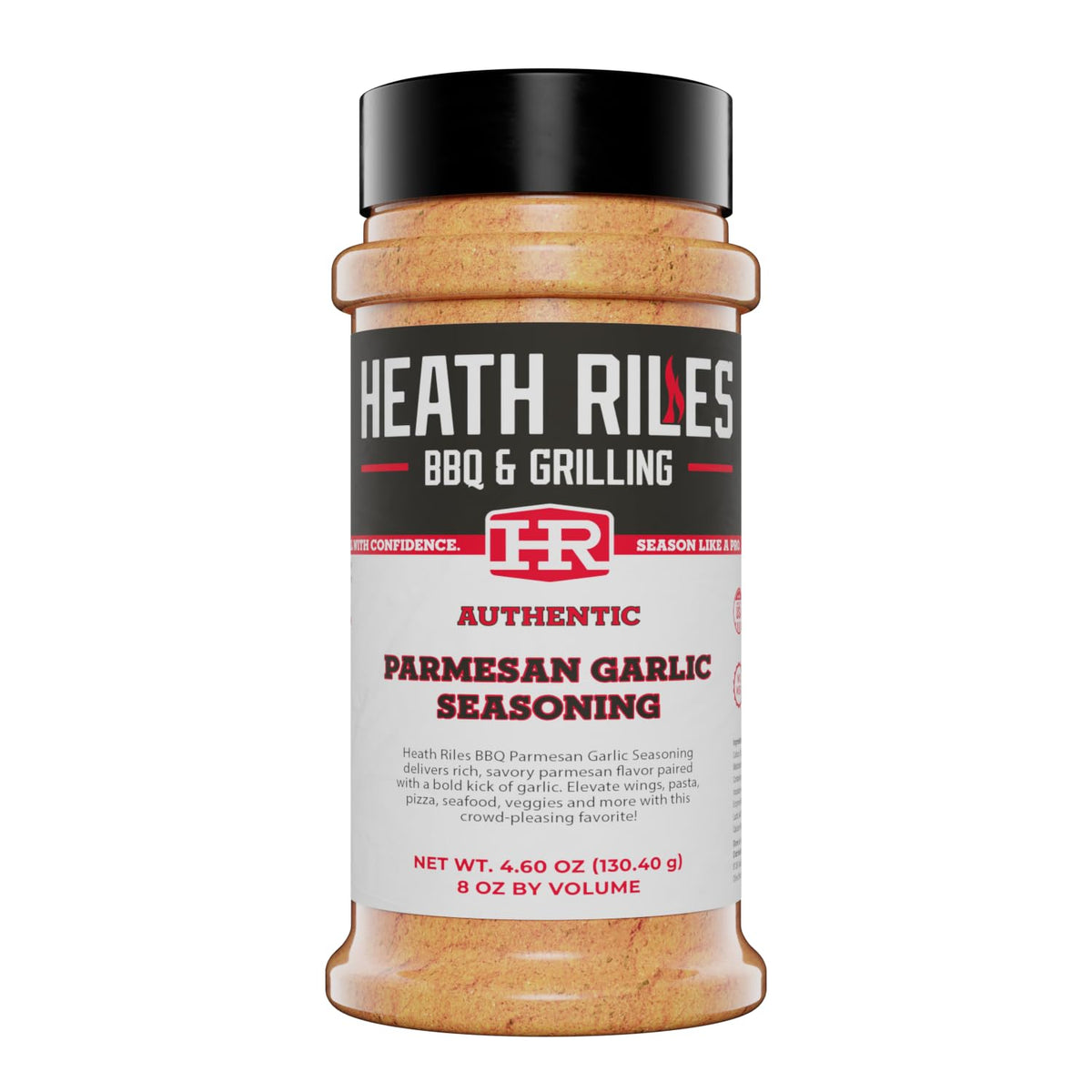 Heah Riles Parmesan Garlic bottle enhances beef, pork, or poultry flavor