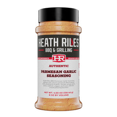 Heah Riles Parmesan Garlic bottle enhances beef, pork, or poultry flavor