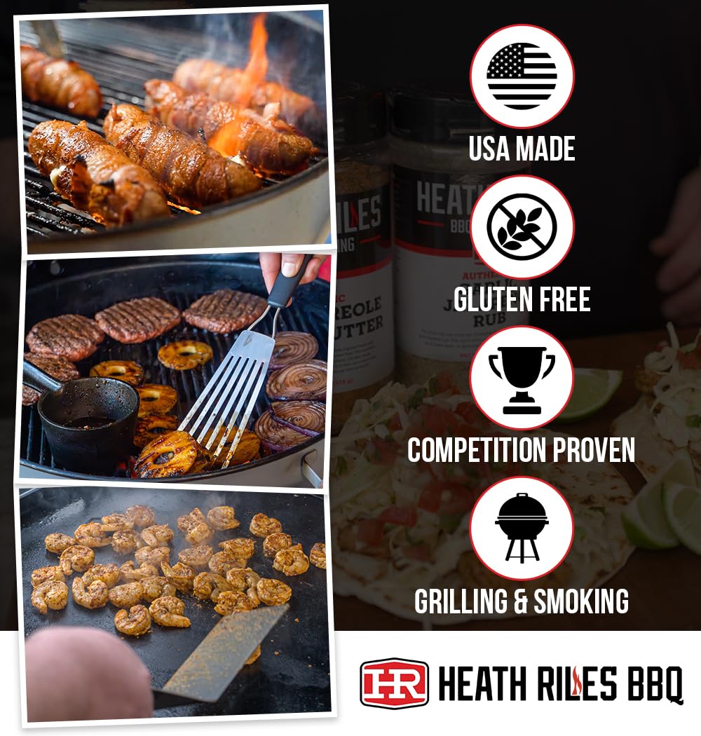 Heath Riles BBQ Rub pork chop sizzle highlights bold, even coverage.