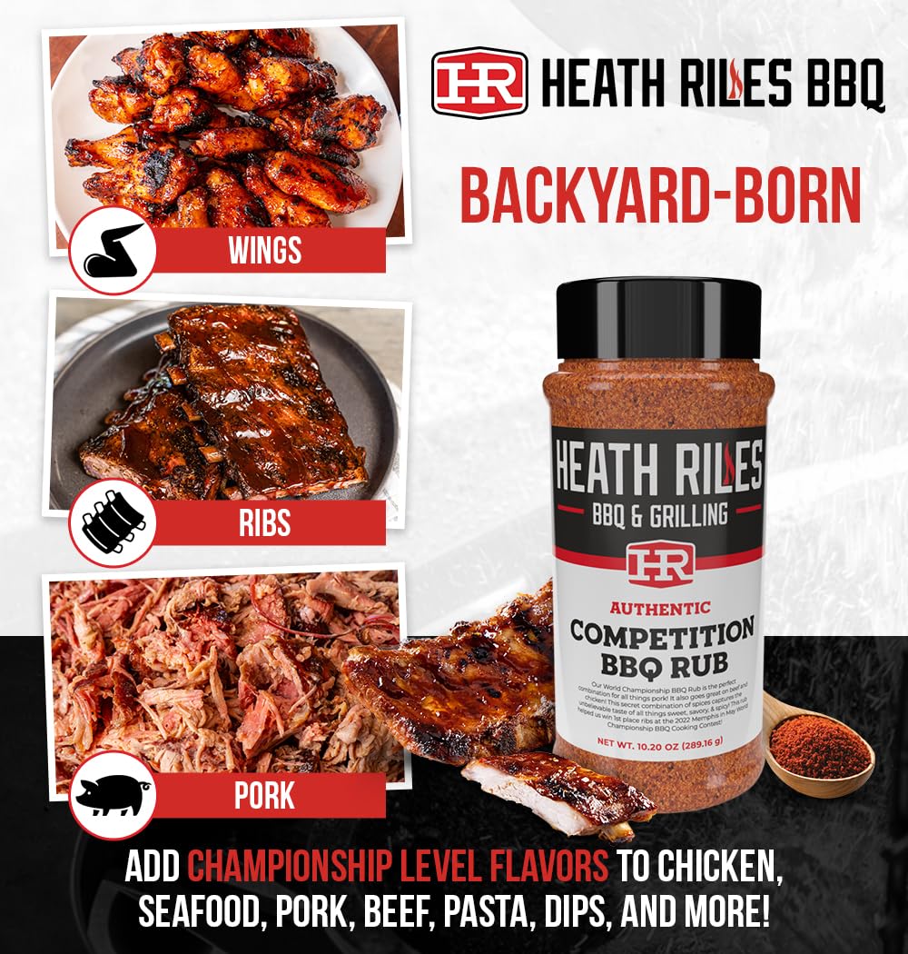Heath Riles BBQ Rub on ribs at the smoker demonstrates award-winning flavor in action.