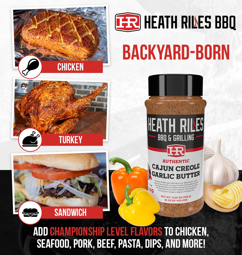Heath Riles Cajun Seasoning Rub on shrimp for a smoky Creole kick