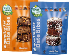 Heaven & Earth chocolate-covered almond date bite truffle, rich texture and natural ingredients.