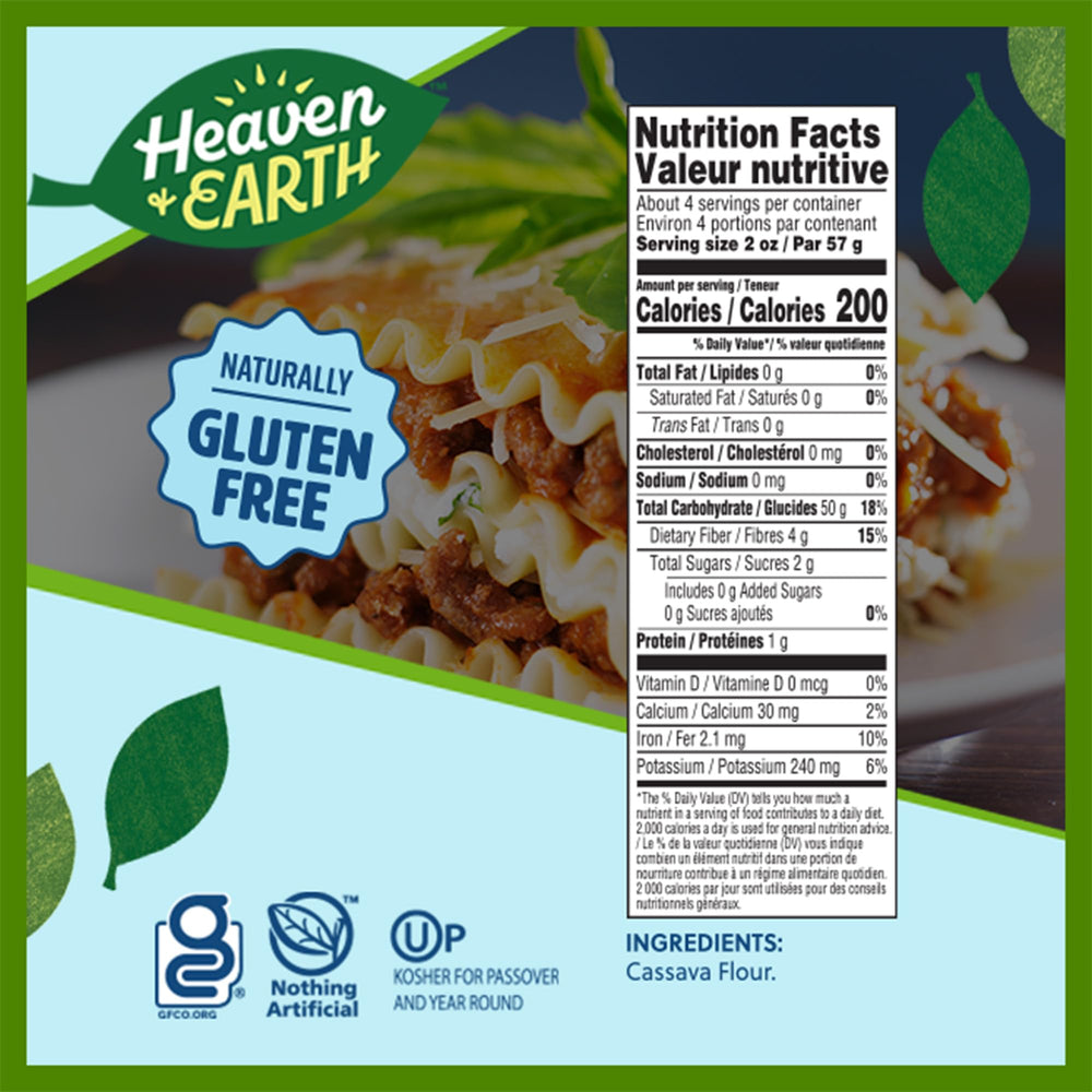 HEAVEN & EARTH cassava lasagna pasta showing firm texture after cooking.