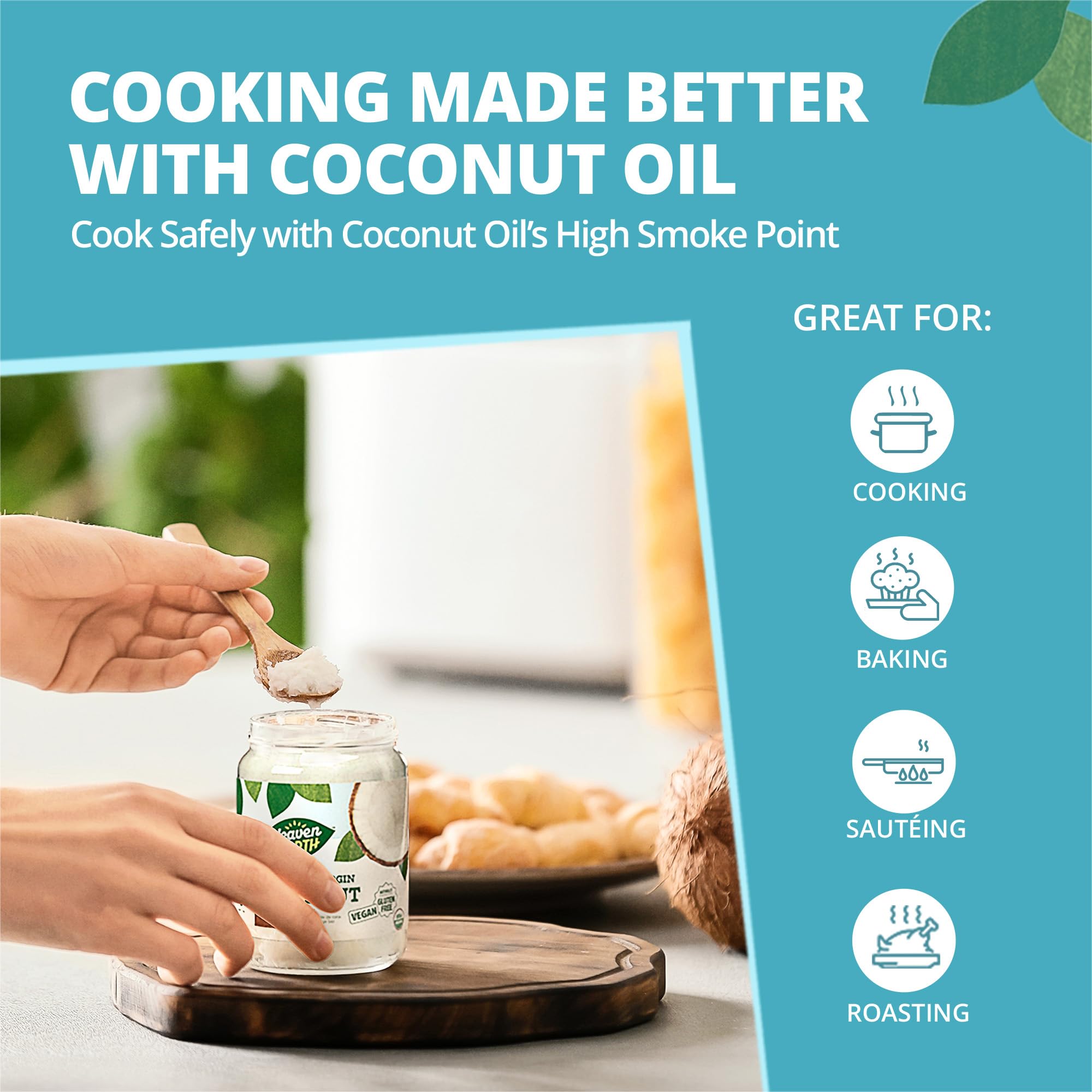 Heaven & Earth coconut oil used on hair for conditioning.