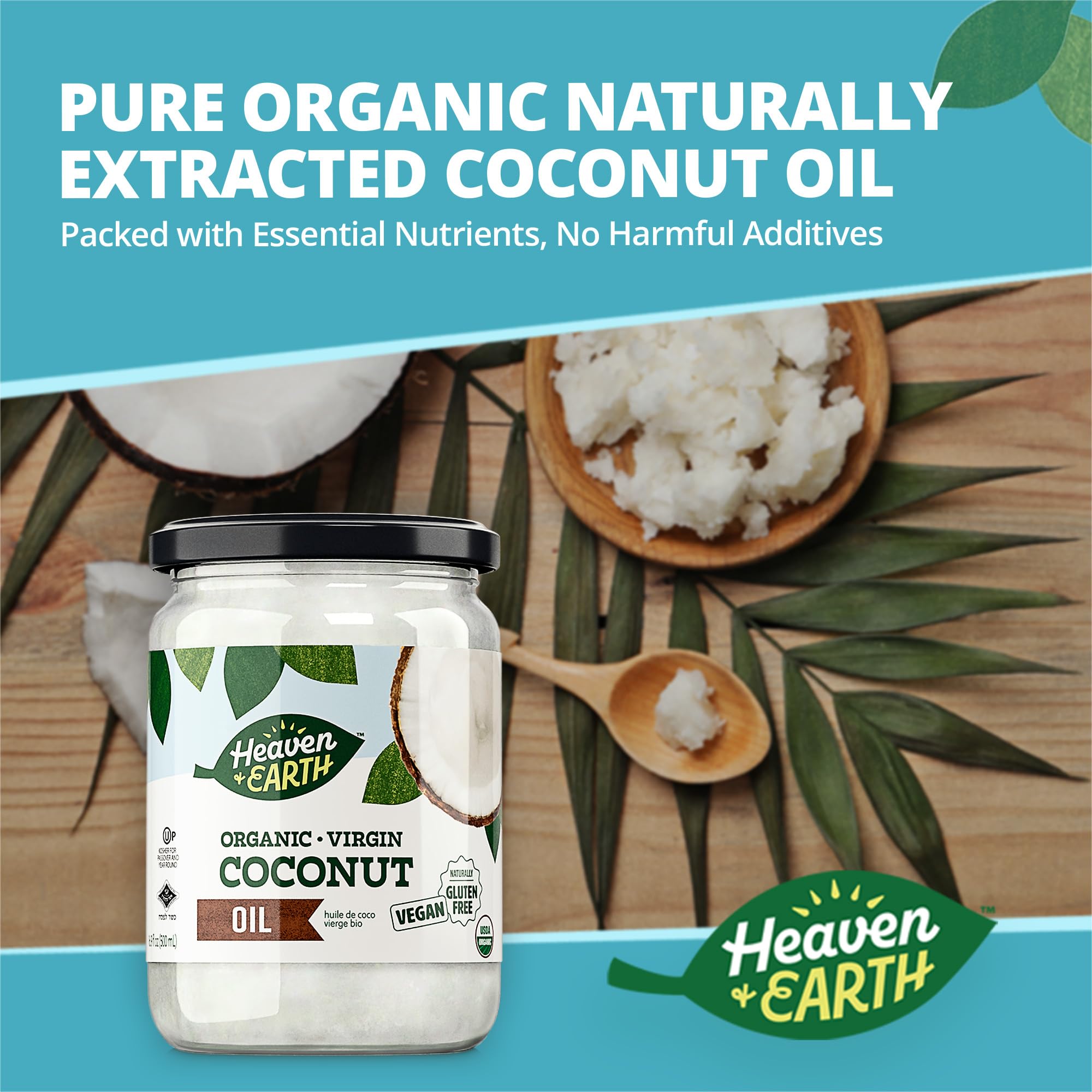 Heaven & Earth coconut oil with high smoke point for sautéing.