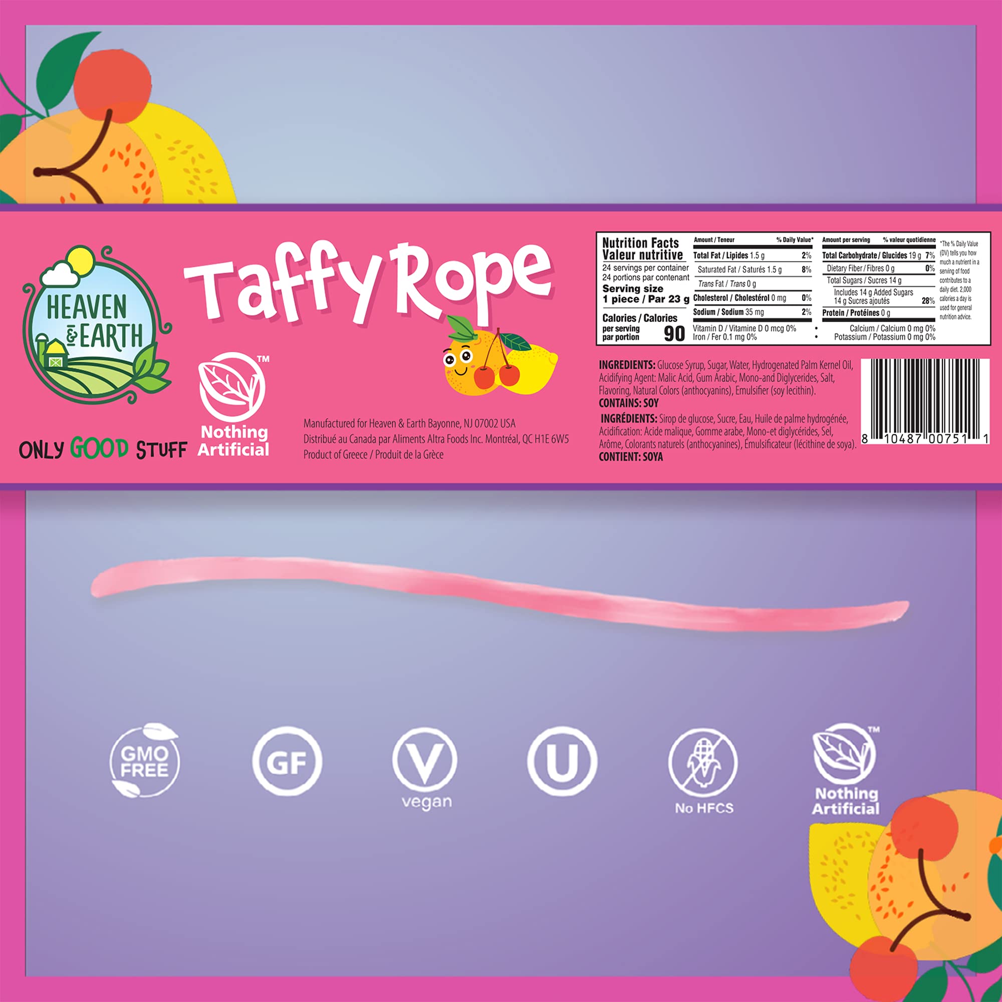 Individually wrapped Heaven & Earth Taffy Rope portions for sharing