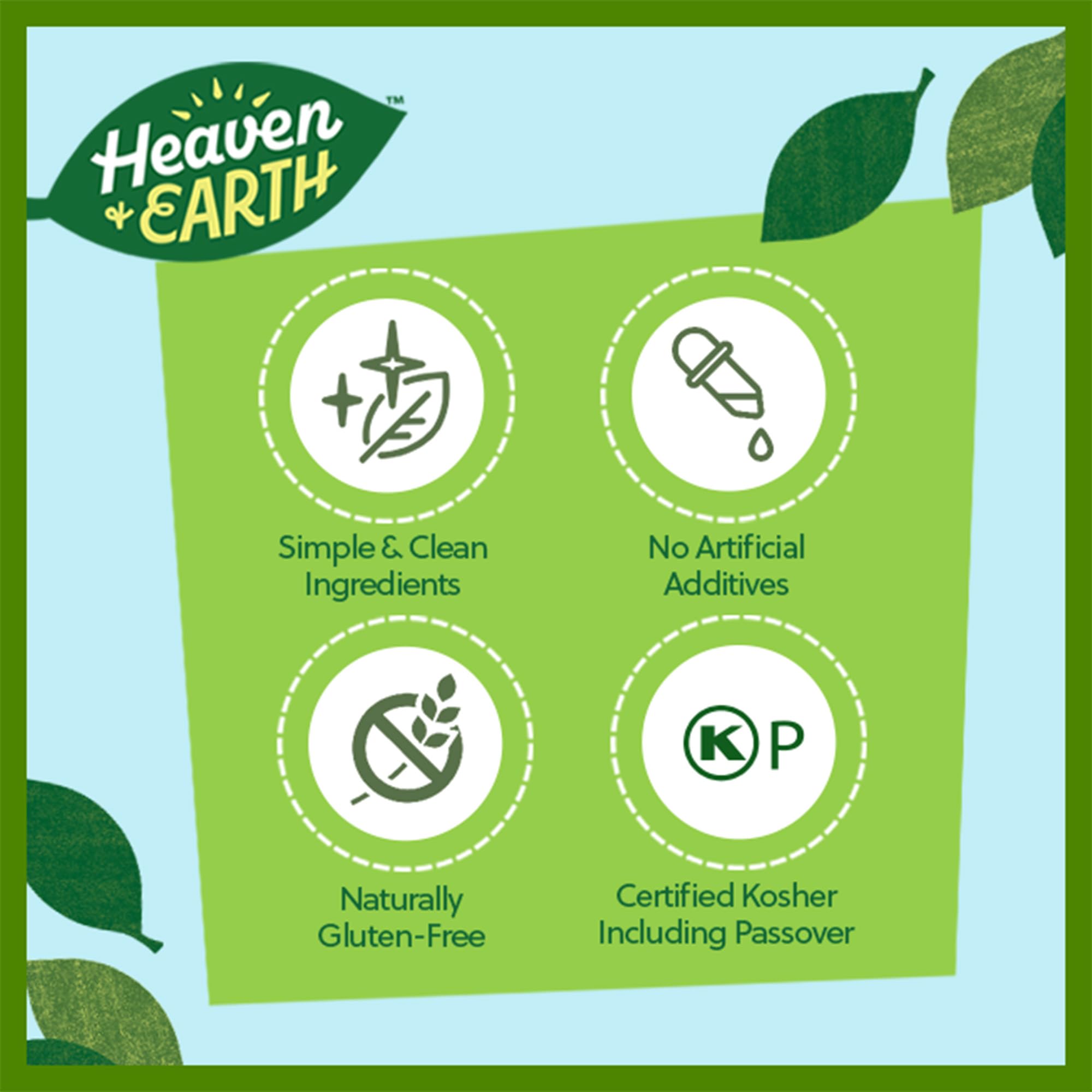 HEAVEN & EARTH grain-free pasta is Kosher for Passover.
