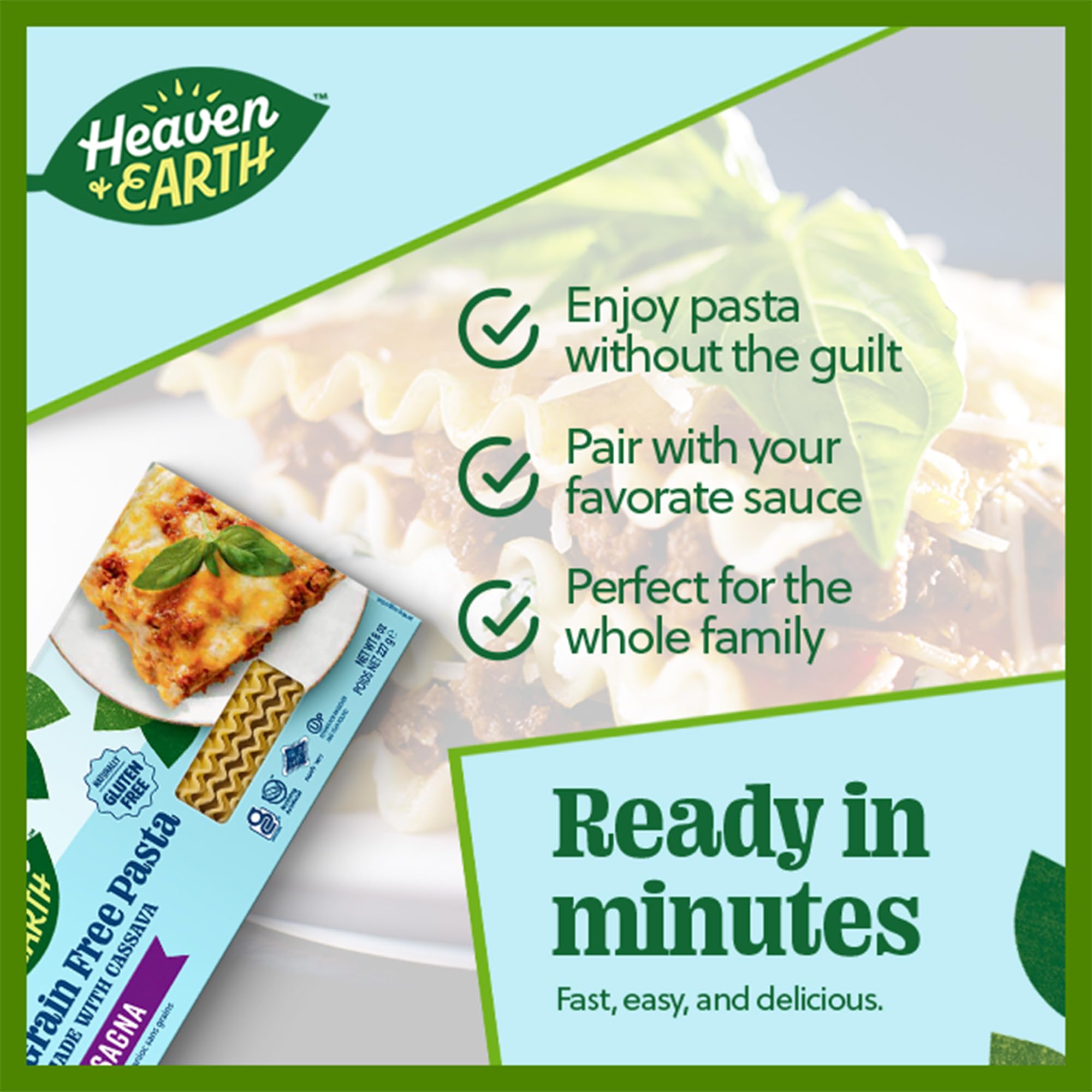HEAVEN & EARTH cassava pasta paired with creamy Alfredo sauce.