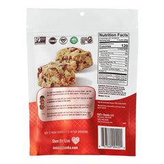 Close-up of Heavenly Hunks Cranberry White Chip cookie showing soft texture for quick snacking.