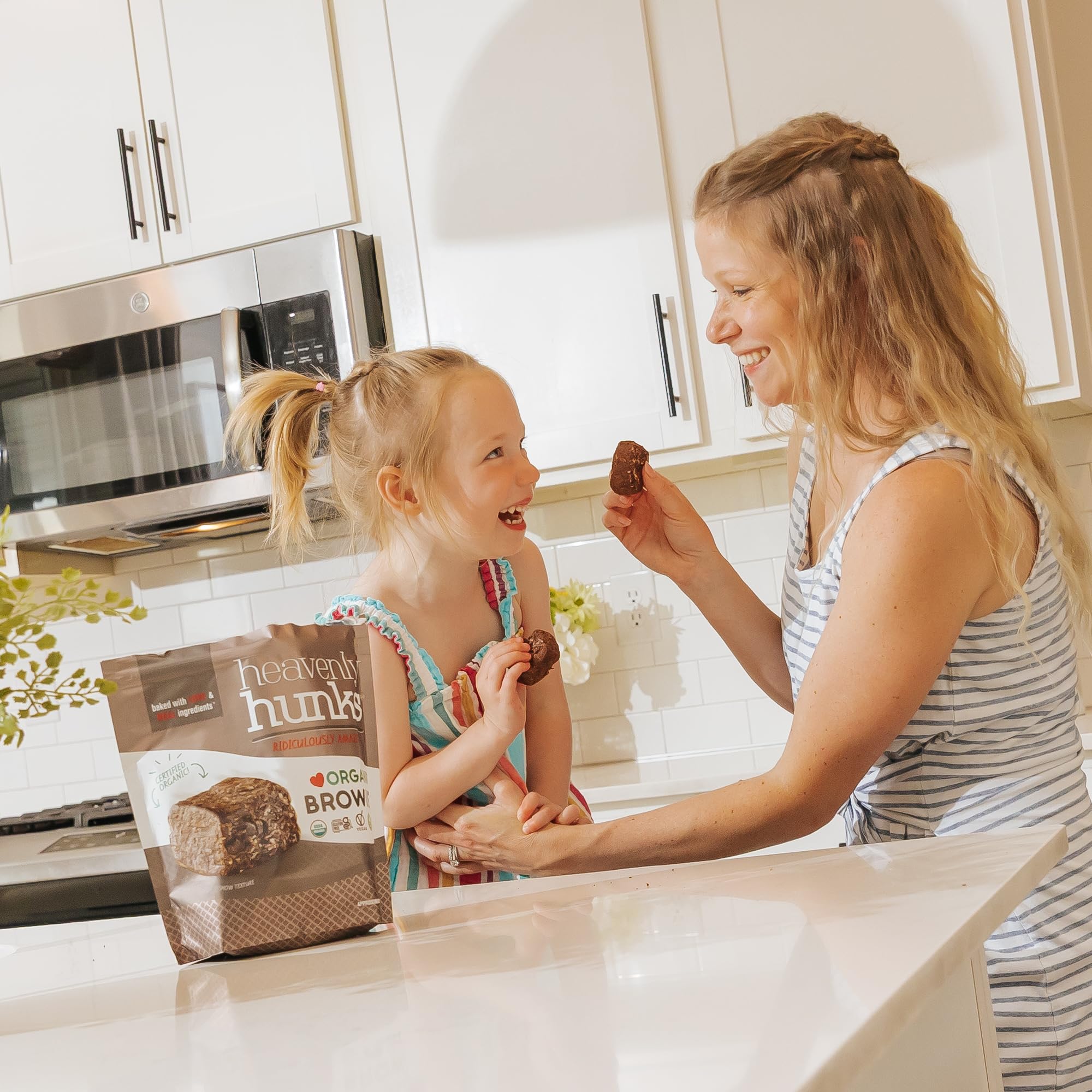Heavenly Hunks serving ideas suggest kid-friendly and adult snacks.
