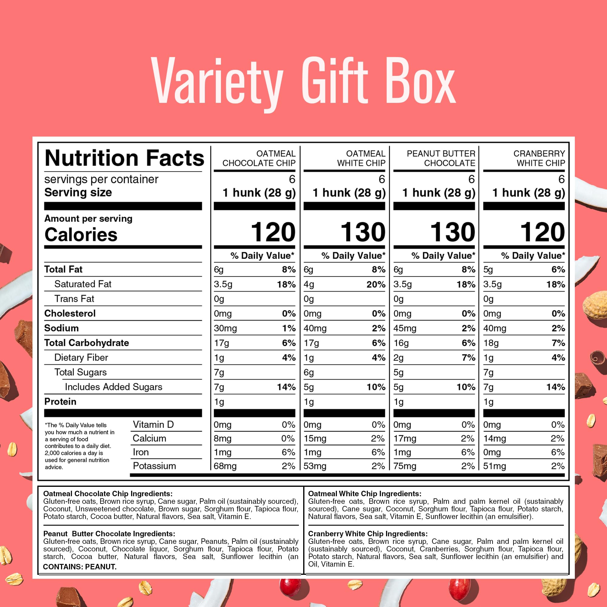 Four flavors shown together, vegan and gluten-free snacks for any time.