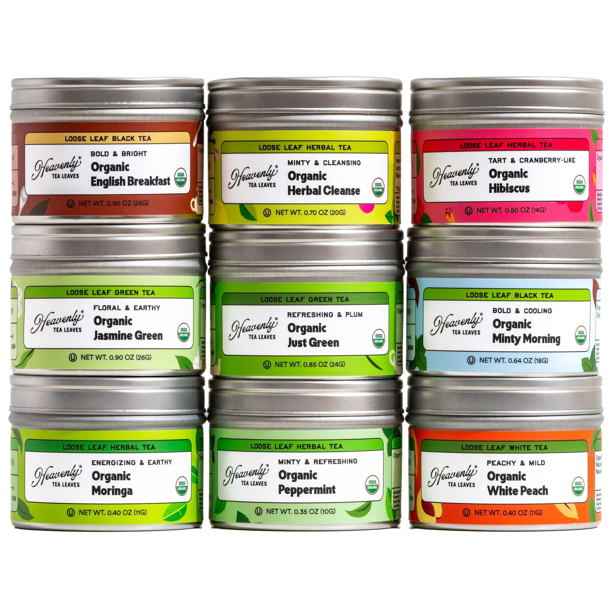 Heav enly Tea Leaves sampler gift box, perfect for holidays or gifting tea lovers.