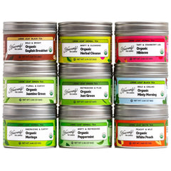 Heav enly Tea Leaves sampler gift box, perfect for holidays or gifting tea lovers.
