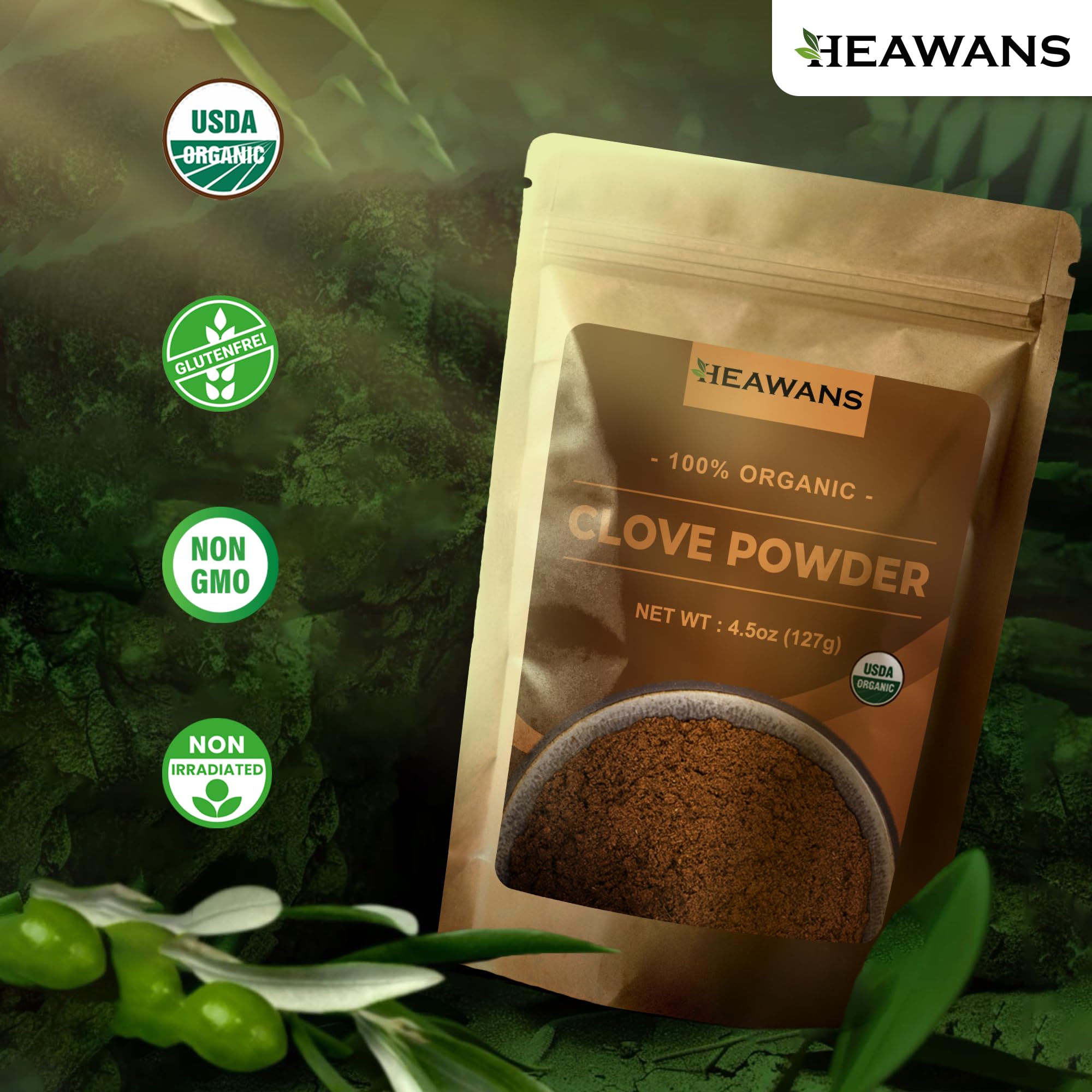 Heawans clove ground powder close-up showing fine texture for even blending.