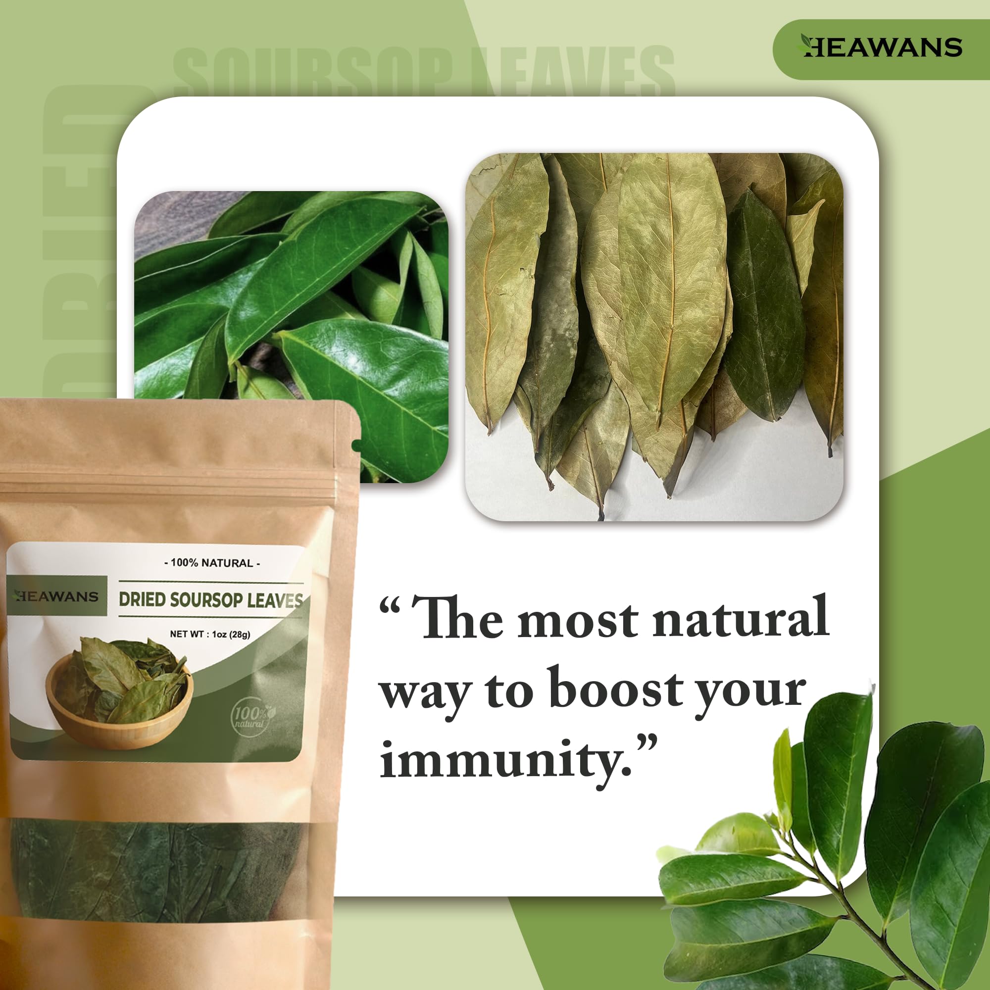 Heawans 1oz pack keeps leaves fresh with resealable packaging.