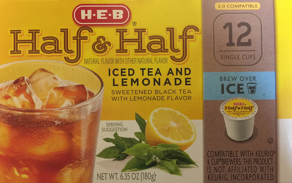 HEB half and half iced tea lemonade single cups pouring action for quick brew