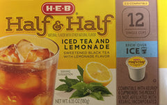 HEB half and half iced tea lemonade single cups pouring action for quick brew