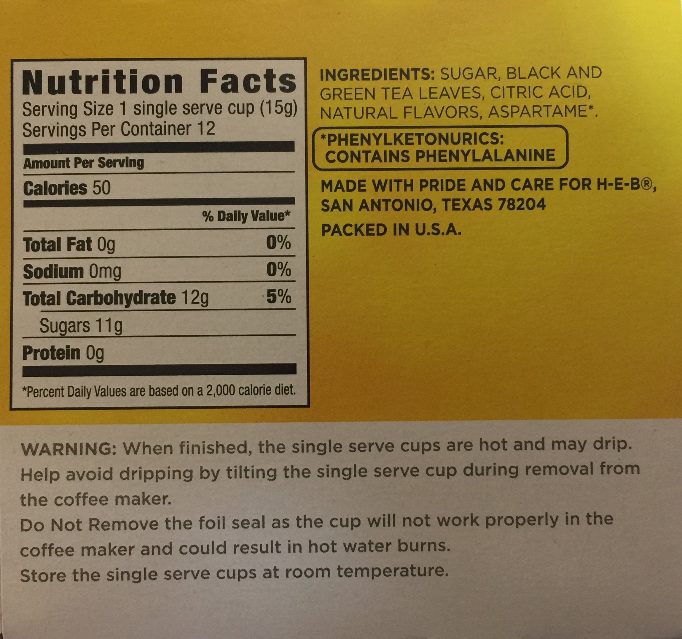 HEB Peach Iced Tea cups ready for Keurig brewing, a fast refreshment.