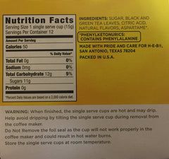 HEB Peach Iced Tea cups ready for Keurig brewing, a fast refreshment.