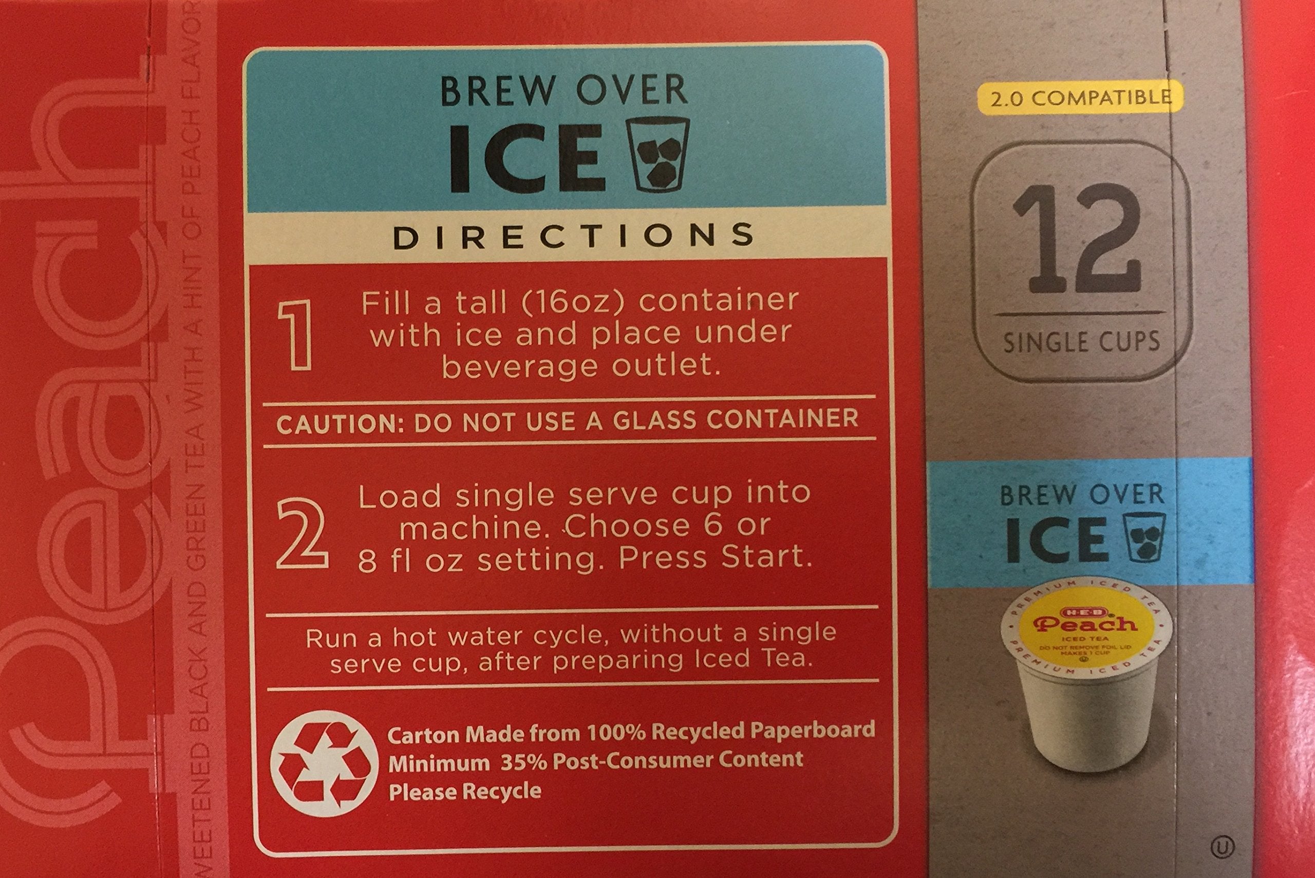 HEB Peach Iced Tea single cups packaging keeps freshness.