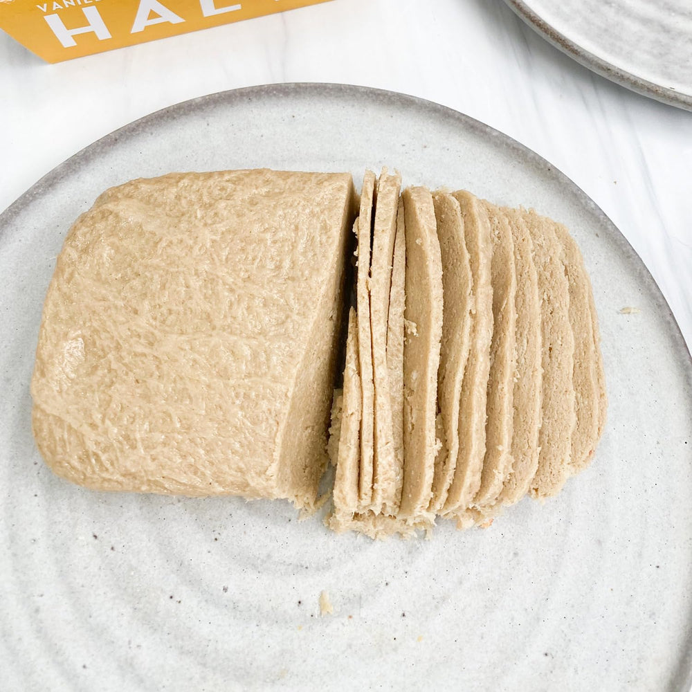 HEBEL & CO Vanilla Halva—8 oz packaging with seven servings.