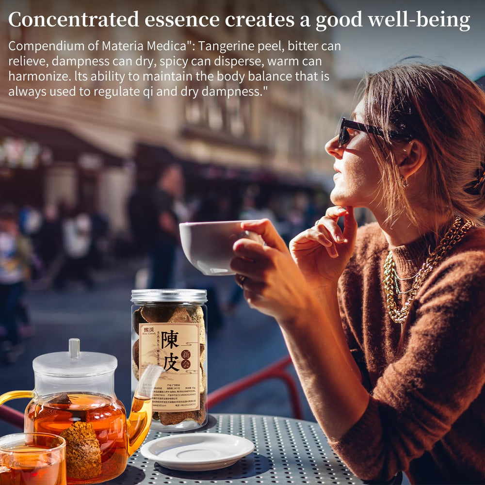 Hee Creek zero additives seal confirms sulfur-free Chen Pi for pure aroma.
