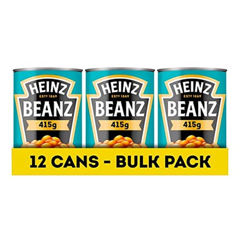 HEINZ Baked Beans 12-pack can front highlighting pantry-friendly value
