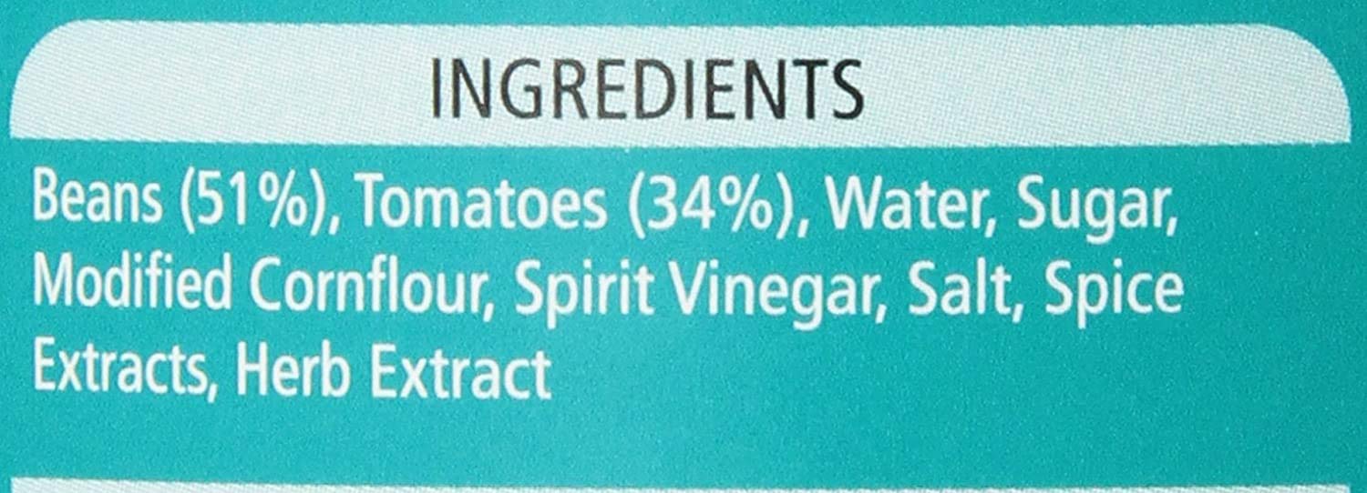Close up of Heinz Baked Beans label design, iconic UK packaging for a reliable pantry staple